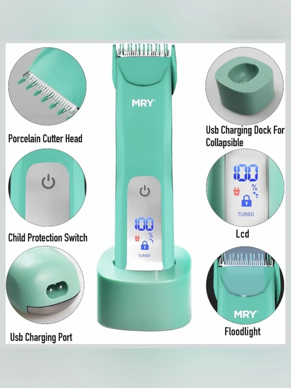 MRY USB Rechargeable Body Hair Trimmer Ceramic Blade Waterproof New